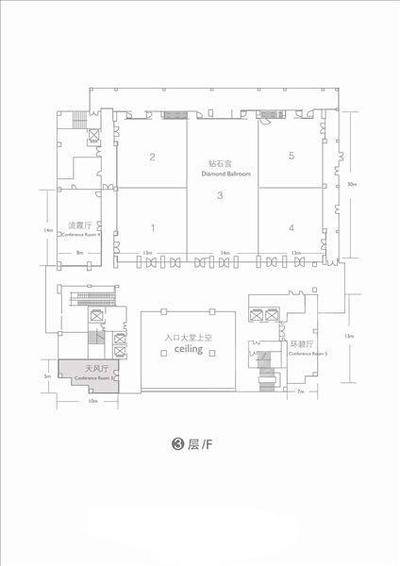 杭州黄龙饭店天风厅场地尺寸图64